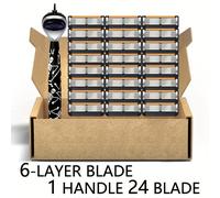 TEMU Un afeitado manual con 6 cuchillas cabezales de repuesto, con acero inoxidable de calidad para garantizar la seguridad de la piel, una herramienta de clásica para hombres.