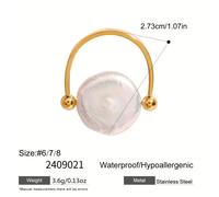TEMU Un anillo de perla con botón de 1 pieza, elegante y lujoso, para mujeres, ideal para el uso diario, fiestas y como regalo de joyería