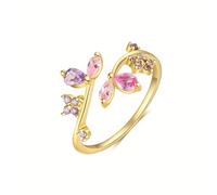 TEMU Un anillo elegante y único para mujer con un diseño floral simple pero elegante, adornado con zirconias sintéticas. de cobre chapado sin níquel, esta es para el uso diario y ocasiones especiales.