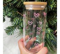 TEMU Un artículo de 473 ml (16 onzas) con un estilo Instagram, con estampados de rosa, fresa y . Esta taza de café de vidrio con una de bambú y una , que le da una y fresca, para regalar en y Navidad.