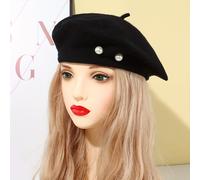 TEMU Un boina de lana decorada con perlas, una nueva boina elegante y versátil para mujer, para entusiastas de la Y2K, lo que la convierte en regalo de Navidad para tu y .