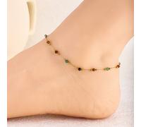 TEMU Un brazalete/tobillera de acero inoxidable con cuentas, moderno y minimalista, con cuentas coloridas de diferentes colores, es adecuado para que las mujeres lo use en la o en vacaciones.