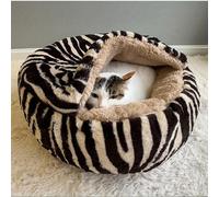 TEMU Un cama grande y cerrada para gatos con forma de concha, diseñada para la del invierno, con lana de gruesa para una cómoda bolsa de dormir redonda para gatos el otoño e invierno.