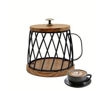 TEMU Un cesto de almacenamiento de taza de café de hierro , una opción y nueva para la organización de escritorios, ideal para diferentes .