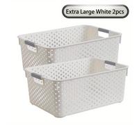 TEMU Un cesto rectangular de plástico y duradero , para guardar artículos pequeños, se puede utilizar como estante de loción en el baño o como organizador de aperitivos en , un para el hogar.