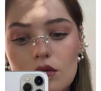 TEMU Un clip nasal elegante y moderno, con un diseño minimalista hip-hop. accesorio nasal 3D sin perforación es un pieza de moda para mujeres.