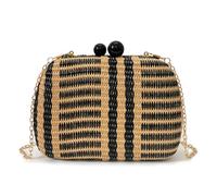 TEMU Un clutch tejido a rayas de estilo colores y cuentas, que una cadena de metal y desmontable para , adecuado para citas, , fiestas, clubes, viajes diarios, compras y regalos