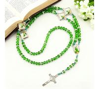 TEMU Un collar de cuentas de vidrio de 6 mm, con un rosario verde de San , un rosario de cruz con de San Benito, adecuado para oración, bautismo y ocasiones festivas, un hermoso regalo religioso