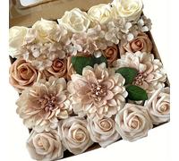 TEMU Un conjunto completo que una de flores artificiales, incluyendo rosas doradas champán, rosa y naranja, para crear de boda, celebraciones de , arreglos de escritorio y decoración de dormitorios