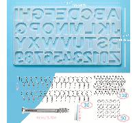 TEMU Un conjunto de 134 moldes de resina de silicona con numeradas, moldes de resina epoxi para hacer llaveros, incluyendo 1 taladro manual, 2 brocas, 30 anillos para llaves pasadores de tornillo.