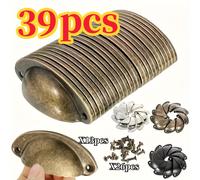 TEMU Un conjunto de 39 manijas metálicas , 13 manijas y 26 tornillos, adecuado para cajones, armarios y cubos de basura. Con tratamiento pintado, aplicable a muebles del hogar, joyeros, etc
