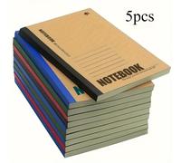 TEMU Un conjunto de 5 cuadernos de de cuero A5 - 80 páginas de páginas mate resistentes al aceite, cuaderno escolar compacto con líneas para oficina y escolar