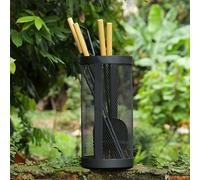 TEMU Un conjunto de 5 herramientas de chimenea de metal, adecuadas para uso interior y exterior, que incluyen tenazas, un , una pala, una escoba de chimenea y un de almacenamiento.