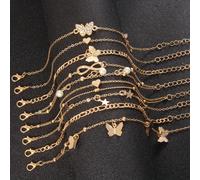 TEMU Un conjunto de 8 pulseras de tobillo en capas estilo bohemio colgantes de , de , y estrella, perfectas para joyería de pies sexy de playa, casual y de vacaciones para mujeres.