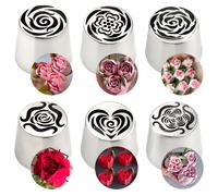 TEMU Un conjunto de boquillas de rusas extra grandes, de acero inoxidable, para decorar pasteles con glaseado, boquillas de glaseado de flores, secretos de glaseado, galletas y postres.