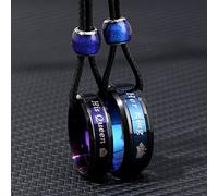 TEMU Un conjunto de dos collares de acero inoxidable con anillos de pareja coloridos y un collar con colgante para promesas