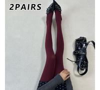 TEMU Un conjunto de dos medias elegantes y opacas color mujer, diseñadas para ser y con calcetines largos de terciopelo que el desgarrado