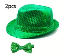 TEMU Un conjunto de dos piezas con un lindo de lentejuelas y un sombrero, ideal para hombres y mujeres del Día de .