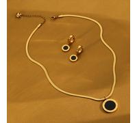 TEMU Un conjunto de joyería de estilo vintage que un collar con colgante de acero inoxidable y aretes, para que las mujeres lo lleven a bailes, fiestas o ocasiones