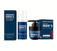 TEMU Un conjunto de limpiador facial y crema hidratante para hombres, con una fórmula hidratante y adecuada para los tipos de piel, para el uso en casa y una opción de regalo para hombres!