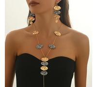 TEMU Un conjunto de tres aretes largos minimalistas geométricos con bloques de color redondos y un collar de Y, adecuado para cualquier ocasión