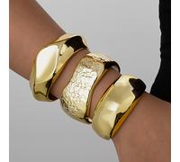 TEMU Un conjunto de tres pulseras anchas, elegantes y minimalistas con , perfectas para apilar, ideales para el uso diario y perfectas para fiestas de vacaciones