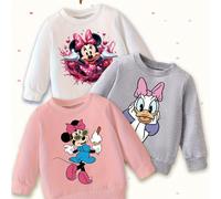 TEMU Un conjunto de tres sudaderas de cuello de Disney con estampados de Minnie y Daisy, largas, perfectas como regalo para niñas