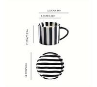 TEMU Un conjunto, taza de té y platillo a rayas retro, taza de café y platillo de cerámica, taza para desayuno, fiesta del té, té de , hogar, jardín, restaurante, etc., utensilios e invierno, regalos