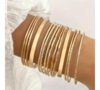 TEMU Un conjunto único de 14 pulseras de aleación con estilo vintage elegante para adornos de boda de mujer
