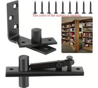 TEMU Un de bisagras pivotantes ocultas de acero inoxidable para puertas de madera, que una rotación de , un juego de bisagras ocultas robustas en negro para puertas secretas