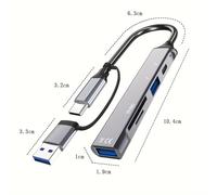 TEMU Un de tarjetas SD USB-C 5 en 1 que admite USB 2.0 Tipo-C y USB 3.0 TF SD, que transferencia de de velocidad con un diseño Plug-And-Play, compatible con iPad Pro, /Pro, , Dell XPS y S10/S9