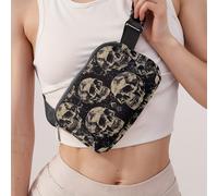 TEMU Un elegante bolso bandolera con estampado de calavera, para viajes, senderismo y yoga; un riñonera deportiva unisex con una correa de pecho ajustable y .