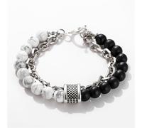 TEMU Un elegante brazalete de cuentas para hombre con un diseño único que cuentas de , piedras naturales y una cadena de metal vintage.