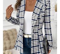 TEMU Un elegante chaqueta de viaje para mujer, con un diseño ajustado de cuadros de y largas.