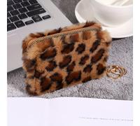 TEMU Un elegante de mujer con estampado de leopardo, moderno y versátil, de PU, con un diseño corto de gran capacidad, múltiples ranuras para tarjetas y un de felpa multifuncional.