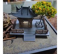 TEMU Un Elegante de Paisaje de una Pagoda China - Una Decoración para Navidad y Halloween - Con Tradicional y Diseño de Árbol de