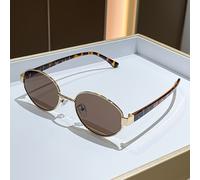 TEMU Un elegante par de gafas con una montura dorada que se a del rostro, mostrando una única - a y versátil.