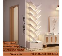 TEMU Un estante diseñado como un árbol - una de 14 niveles que va desde al techo, con materiales de madera , ideal para guardar CDs, películas y libros. estante es para dormitorios, salas de estar.