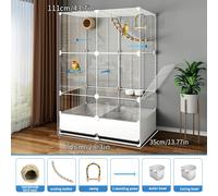 TEMU Un jaula grande, transparente y a prueba de salpicaduras para loros, diseñada como una villa de lujo, con una para derrames. Es adecuada para mascotas pequeñas como pájaros, ardillas y conejos.