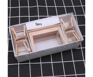 TEMU Un juego a 1/12 que de piezas de muebles de madera para una casa de muñecas, que una mesa y sillas, junto con adiciones para de comidas