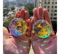 TEMU Un juego de 2 atrapasantas de cristal , de vidrio colgantes que sirven como creadores de , adecuados para decorar ventanas, , cocinas y jardines