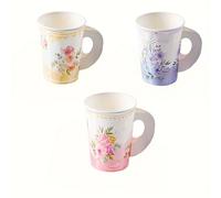 TEMU Un juego de 24 vasos de papel desechables de 7 oz para fiestas de té con , con diseños florales, ideales para , fiestas, Día de la , baby showers de