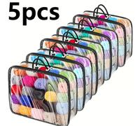 TEMU Un juego de 5 bolsas de almacenamiento de hilo de gran capacidad, perfectas para la organización del armario. Se pueden utilizar para guardar hilo, artículos , edredones, bloques de construcción.