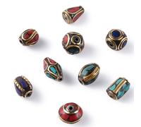 TEMU Un juego de 50 cuentas hechas a de latón, con coral sintético y en un , que miden entre 8 y 25 mm de ancho y entre 8 y 13 mm de , ideales para crear joyas y detalles a regalos