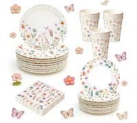 TEMU Un juego de 50 piezas de vajilla temática de mariposas , que platos, tazas y servilletas, junto con utensilios desechables, para fiestas de 10 invitados para , reuniones y días festivos