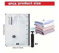 TEMU Un juego de 6 bolsas de almacenamiento al vacío con bomba manual, diseñadas para viajes, perfectas para comprimir equipaje y ahorrar .