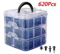 TEMU Un juego de 620 sujetadores de remaches con hebilla en en 16 tamaños diferentes, diseñados para reparaciones de parachoques de automóviles, que clips de tornillo de automática y hebillas.