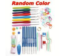 TEMU Un juego de agujas de coser y suturar multicolores, junto con ganchillos de crochet y una herramienta de hilo para tejer