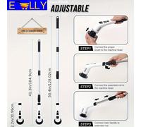 TEMU Un Juego de Cepillo Eléctrico Giratorio Sin Cable, Cepillo para Suelos con 7 Cabezales Intercambiables y Mango Telescópico Ajustable, Ideal para Baño, Bañera, Azulejos, Suministros de Limpieza