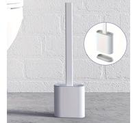 TEMU Un juego de cepillos de silicona para inodoro en y negro, con un diseño para en la pared que los , con una cabezal de cepillo de goma , para la limpieza del baño, 2 pegatinas y una base.